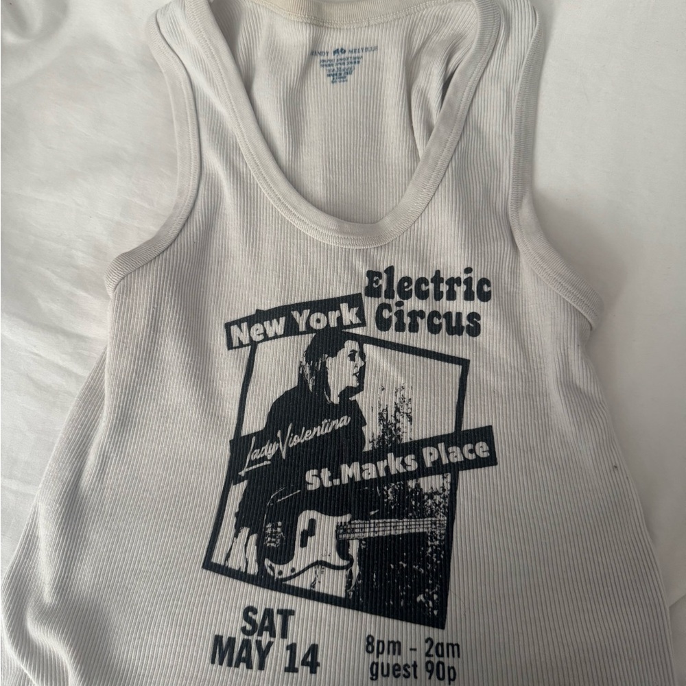 Brandy Melville White Graphic Tank Top